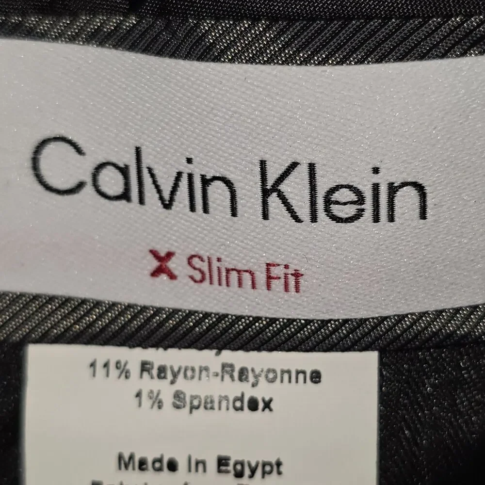 Calvin Klein Mens Slim Fit Dress Pants 34x32 Grey Solid Stretch NWT